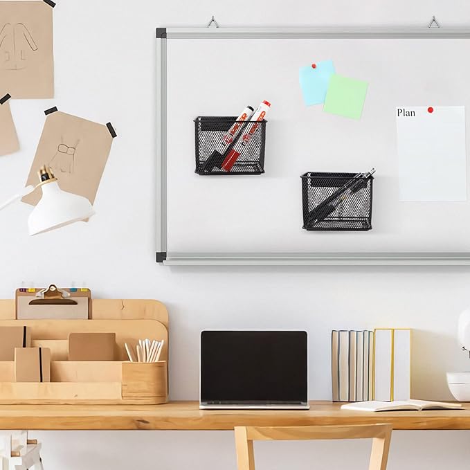 4.5'' × 2.2'' × 3.5'' Magnetic Basket for Whiteboard Black Magnetic Basket for fridge, Magnetic Locker Organizer Holder with 4 Strong Magnets, Magnetic Holder for Refrigerator Locker,-CasaMuseHome