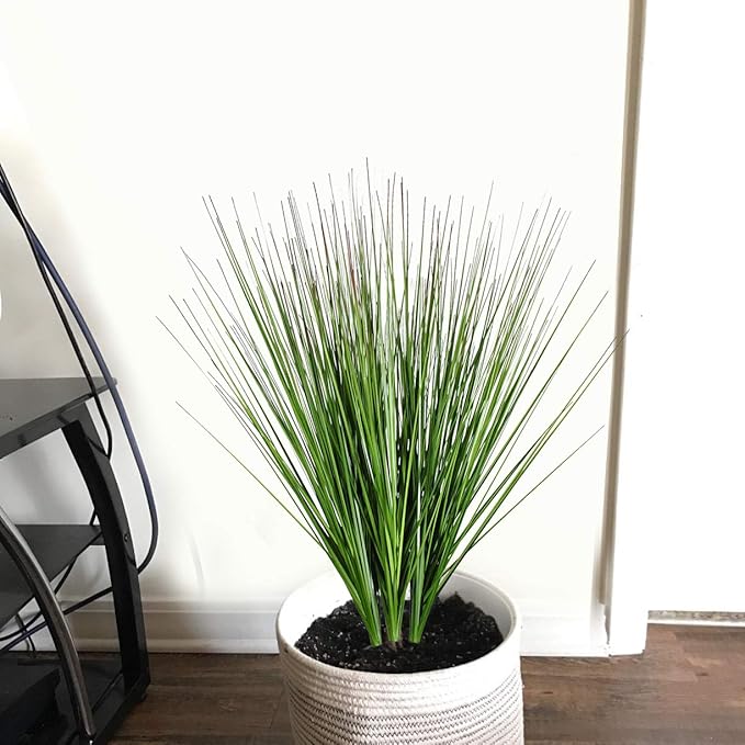 27" Artificial Plants Onion Grass Greenery Faux Fake Shrubs Plant Flowers Wheat Grass for House Home Indoor Outdoor Office Room Gardening Indoor Décor (12 Pack)-CasaMuseHome