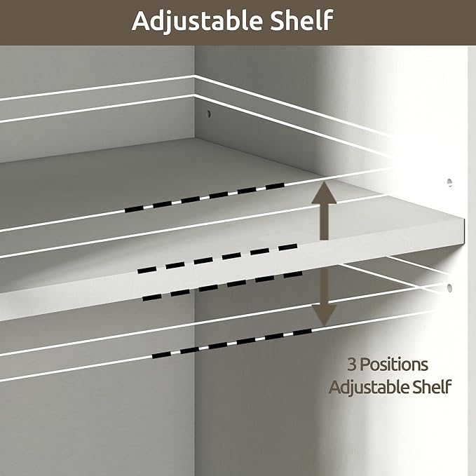 70 Inch Tall Bookcase with Doors, Library Office Bookshelf with Adjustable Shelves, Floor Standing Storage Cabinet for Bedroom Living Room Organizer with Anti Tipping Kit, Soft White Finish-CasaMuseHome