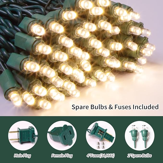 100 Count Warm White - String Lights - 21.6FT LED Christmas Lights, Mini led Lights for Indoor Outdoor Home Holiday Party Wedding Independence Day Decoration-CasaMuseHome
