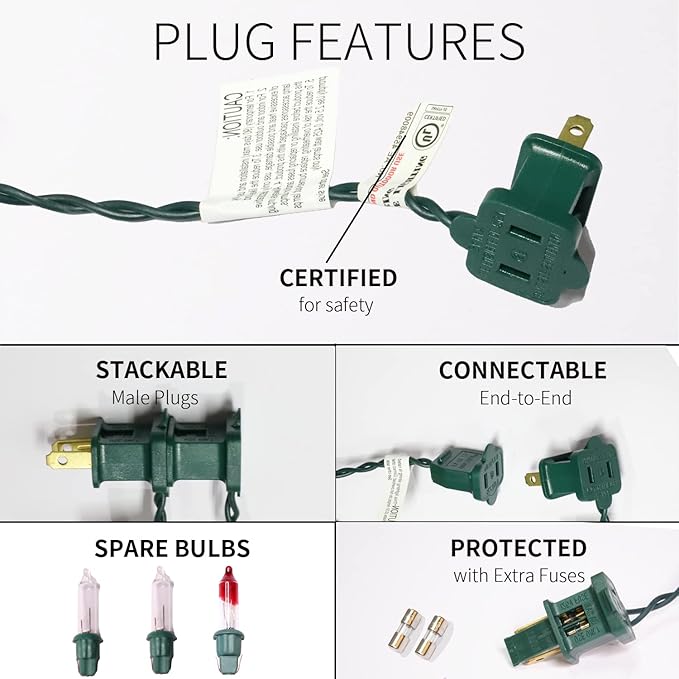 100LIGHTS WARM WHITE Extra-Bright With End Connectors Christmas Decorative Lights 5.98m UL Certified Mini String Light Set Waterproof for Home Garden Holiday Christmas Tree Party Patio Wedding-CasaMuseHome