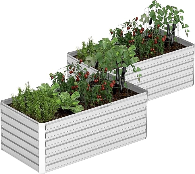 6x3x2 ft Raised Garden Bed, Large Metal Planter Raised Beds, Planters for Outdoor Plants for Vegetables, Flowers, Herbs, Fruits, and Succulents.(2 Pcs)-CasaMuseHome