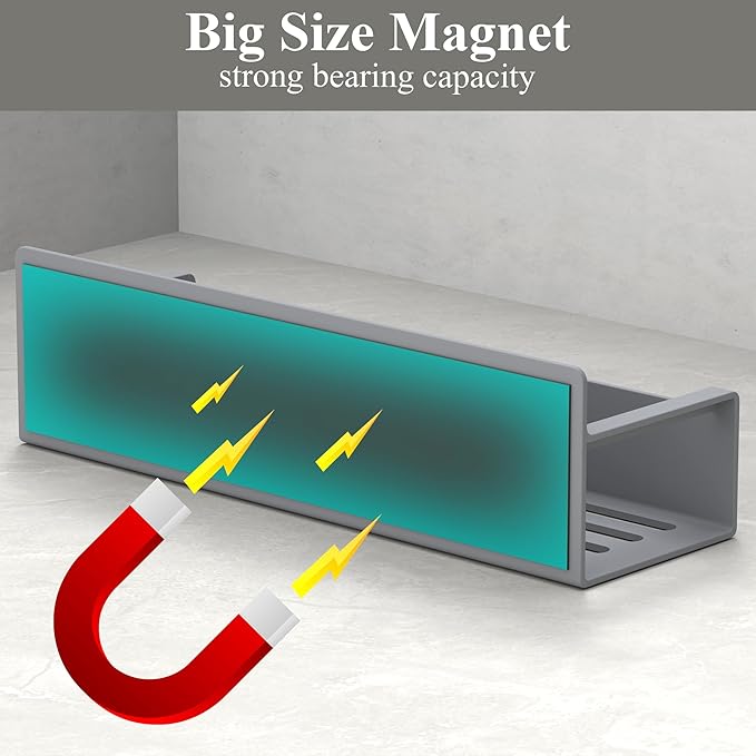 4 Pack Magnetic Spice Rack Organizer for Refrigerator and Oven, Dark Grey Fridge Organizers and Storage for Kitchen-CasaMuseHome