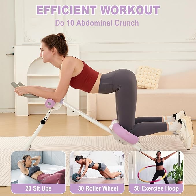 Ab Workout Equipment Abdominal Trainer, Adjustable Ab Machine at Home Gym, Foldable Abdominal Exercise Machine, Core & Ab Trainer Machine for Stomach Workout with LCD Monitor-CasaMuseHome