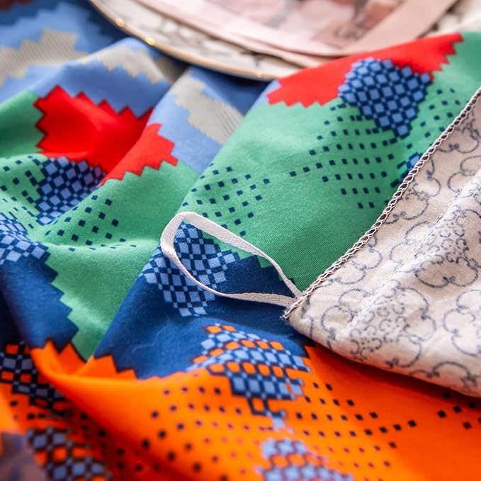 ABREEZE Bohemian Duvet Cover Set Colorful Brown Boho Retro Bedding Set Damask Paisley Cotton Duvet Cover Tribal Reversible Bedding Exotic Style Comforter Cover 3-Piece Queen-CasaMuseHome