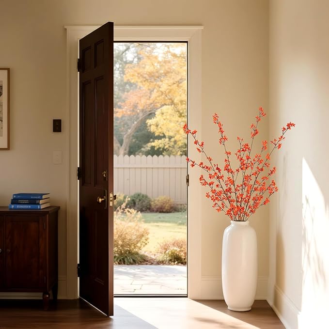 4Pcs Fake Flowers Blossom Branches Artificial Flowers for Indoor Decor, Faux Long Stem Realistic Indoor Plants for Vase Wedding Home Office Bedroom Party Table Centerpieces Decor-CasaMuseHome