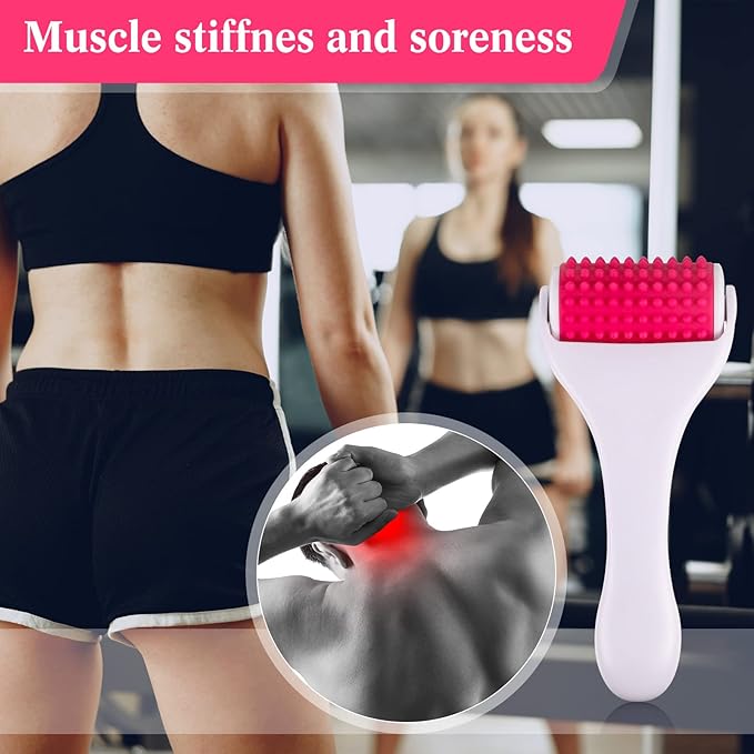 2 Pcs Muscle Roller Stick Fascia Body Cellulite Face Muscle Massage Roller Manual Massage Tools for Muscles Relief Neck Arm Back Leg Body Roller Deep Trigger Points Release Roller (White, Rosy)-CasaMuseHome