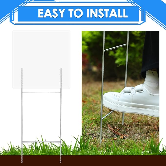 200 Pcs H Stakes for Yard Signs 30'' x 10'' Metal Heavy Duty H Frame Wire Stakes Weatherproof Metal Holder for 4mm 5mm Corrugated Signs Advertising Board Guidepost Yard Halloween Decor-CasaMuseHome