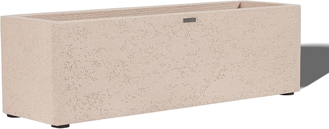 31 Inch Rectangular Concrete Planter,Durable All-Weather Use with Drainage Holes,Large Rectangular Planter for Outdoor Indoor Plants-CasaMuseHome