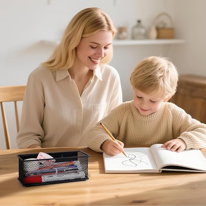 6.29'' × 2.28'' × 2.48 Black Magnetic Basket for Refrigerator Magnetic Organizer Holder Locker Organizer for Home Office Accessories Magnetic Basket for Whiteboard,Set of 4-CasaMuseHome