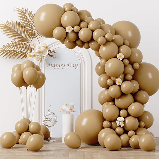 130pcs Tan Balloons Different Sizes 18" 12" 10" 5" Light Brown Latex Balloon Garland Arch Kit for Birthday Baby Shower Graduation Wedding Gender Reveal Anniversary Party Decorations-CasaMuseHome