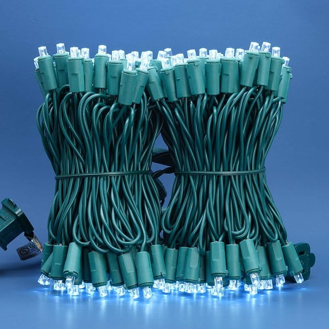 200 Count Cool White Wide Angle LED Christmas Lights, 66 ft Green Wire UL Certified Commercial Grade 5mm Holiday String Light Set (Cool White)-CasaMuseHome