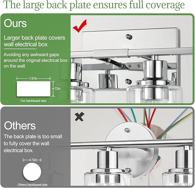 4 Light Bathroom Light Fixtures, Chrome Vanity Lights with Clear Glass Shades, Modern Bathroom Light Fixtures Over Mirror, Modern Bathroom Wall Lamp for Mirror Living Room Cabinet-CasaMuseHome