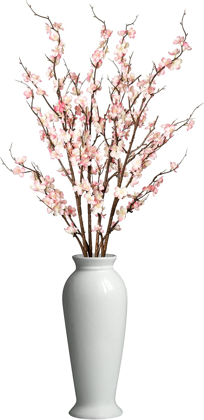 4Pcs Cherry Blossom Branches Artificial Flowers for Spring Summer Indoor Decoration,Faux Long Stem Artificial Flowers for Wedding Home Office Bedroom Party Table Centerpieces Decor (Pink)-CasaMuseHome