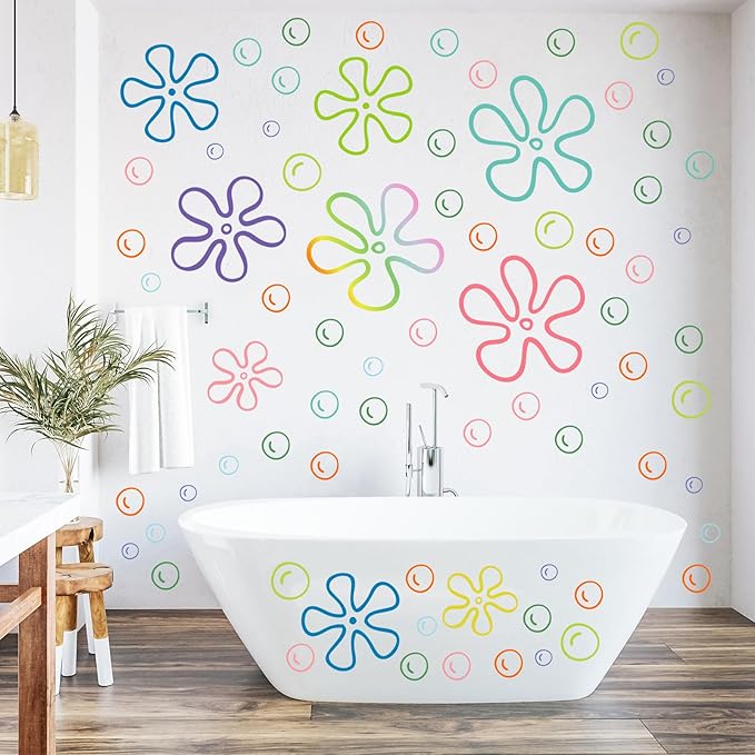 187PCS Flower Bubbles Wall Decals Under The Sea Birthday Party Decorations Ocean Wall Stickers Wall Decor for Bathroom Nursery Bedroom Home Classroom Car-CasaMuseHome