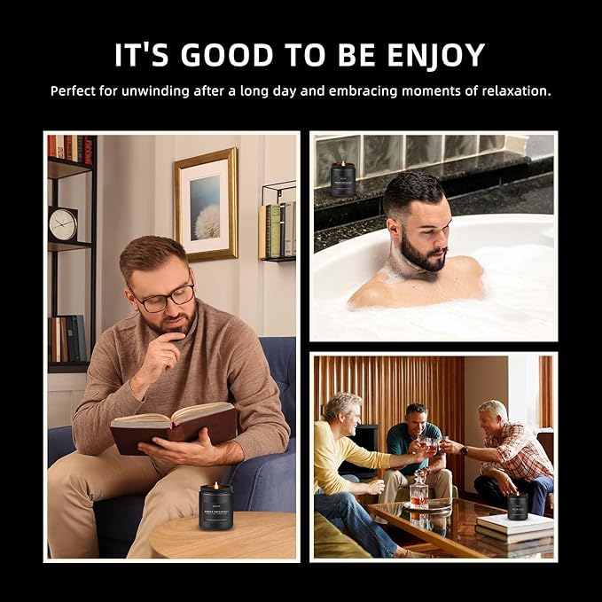 2 Pack Candle | Smoke & Vanilla + Whiskey Tobacco - Candles for Men - Masculine Candle, Soy Candles for Home Scented - Gifts for Men, Home Fragrance Manly Gifts - Each of 7oz-CasaMuseHome