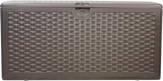 80 Gallon Pro Outdoor Storage Box Waterproof Lockable Resin Deck Box Large, Patio Storage Bin for Pool Accessories Cushion Furniture, Garden Tools, UV-Resistant Outside Delivery Brown-CasaMuseHome