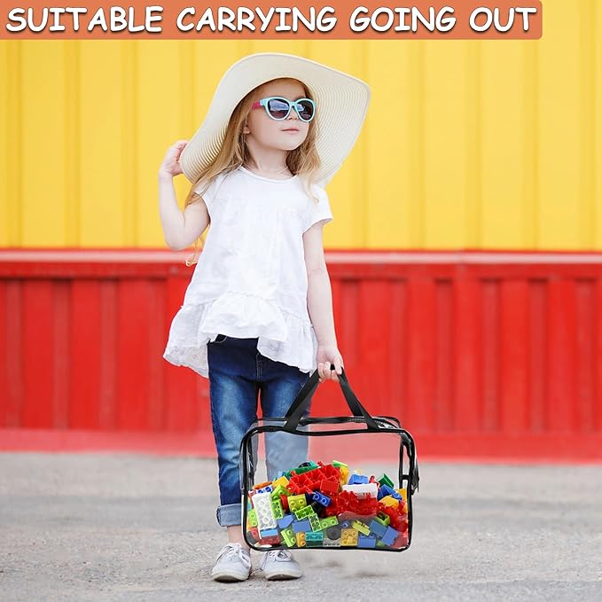 6 Packs Large Toy Storage Bags with Labels, Reusable Clear PVC Board Game Storage, Travel Waterproof Organizer Bags with Zipper for Building Blocks, Puzzle, Kids Books(3 large & 3 Extra Large)-CasaMuseHome