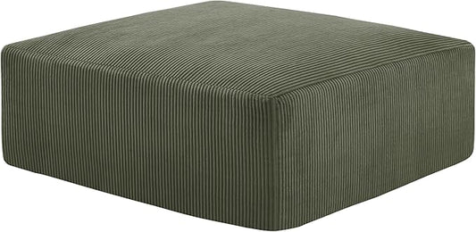 40" Square Stuffed Ottoman Pouf for Sofa Couch, Corduroy Poufs with Foam Chunk Filling, Furry & Fluffy Foot Stool Movable Ottoman. 40 * 40 Floor Poufs Foot Rest for Living Room, Green-CasaMuseHome