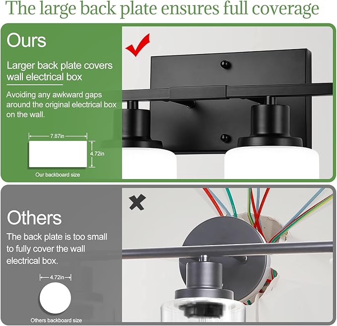 5-Light Black Bathroom Vanity Light Fixture with Milky White Frosted Glass Shades, Bathroom Light Fixture for Mirror, Matte Finish, Reversible Up/Down Lighting for Bedroom, Living Room, Hallway-CasaMuseHome