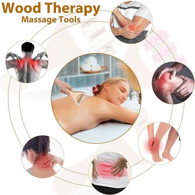 3Pcs Wooden Hand Massage Roller, Manual Wood Therapy Massage Tools Massager Roller for Relaxes Thigh, Leg, Hands Full Body Muscle Men Women Gift-CasaMuseHome