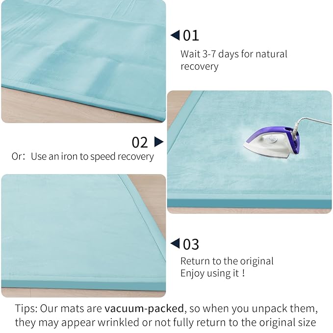 ACOMOPACK Baby Play Mat for Floor 1.3" Thick Memory Foam Play Mat 79"×118" Tummy Time Crawling with Non-Slip Bottom for Living Room,Nursery,Soft Velvet Playpen Mats for Kids,Infants（Light Blue）-CasaMuseHome