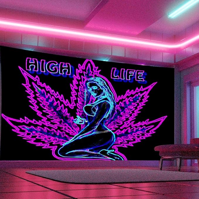 ADDWel Blacklight Tapestry for Bedroom, Tapestry Glow In The Dark, UV Reactive Black Light Posters Wall Hanging for Bedroom Dorm Living Room Backdrop Decor-CasaMuseHome