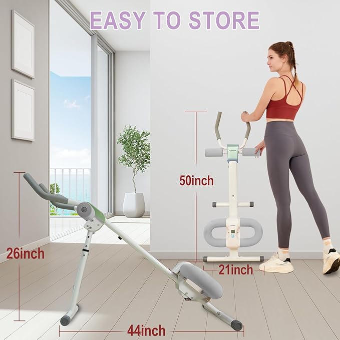 Ab Workout Equipment Abdominal Trainer, Adjustable Ab Machine at Home Gym, Foldable Abdominal Exercise Machine, Core & Ab Trainer Machine for Stomach Workout with LCD Monitor-CasaMuseHome