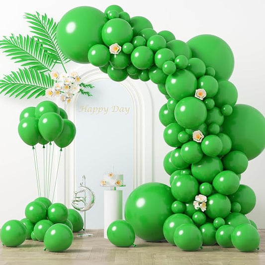 130pcs Green Balloons Different Sizes 18" 12" 10" 5" Party Latex Balloons for Birthday Dinosaur Baby Shower St. Patrick's Day Summer Jungle Forest Safari Party Decorations-CasaMuseHome