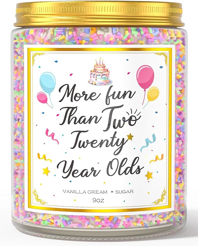 40th Birthday Candles Gifts for Women- 9 oz Happy Birthday Candle with Vanilla Birthday Cake Scent, Gifts for Women & Men, Friendship Ideas-CasaMuseHome