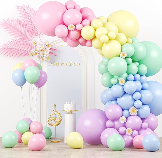 130pcs Pastel Balloons Different Sizes 18" 12" 10" 5" Macaron Latex Balloon Garland Arch Kit for Birthday Easter Baby Shower Graduation Wedding Gender Reveal Anniversary Party Decorations-CasaMuseHome