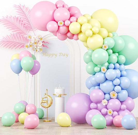 130pcs Pastel Balloons Different Sizes 18" 12" 10" 5" Macaron Latex Balloon Garland Arch Kit for Birthday Easter Baby Shower Graduation Wedding Gender Reveal Anniversary Party Decorations-CasaMuseHome
