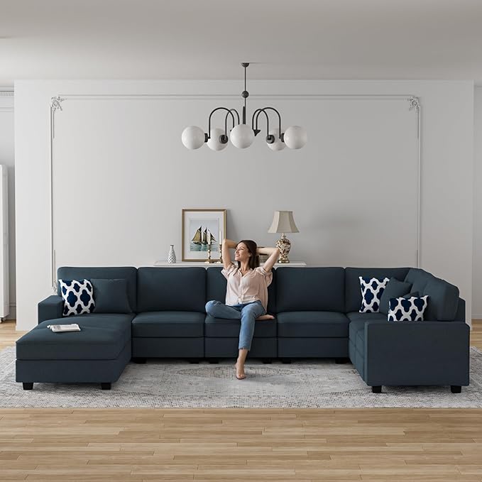 L Lengend Vansen Modular Sectional Sofa U Shaped Couch with Ottoman Modern Reversible Corner Sectional Couch for Living Room (Charcoal, U Shaped Sofa-5)-CasaMuseHome