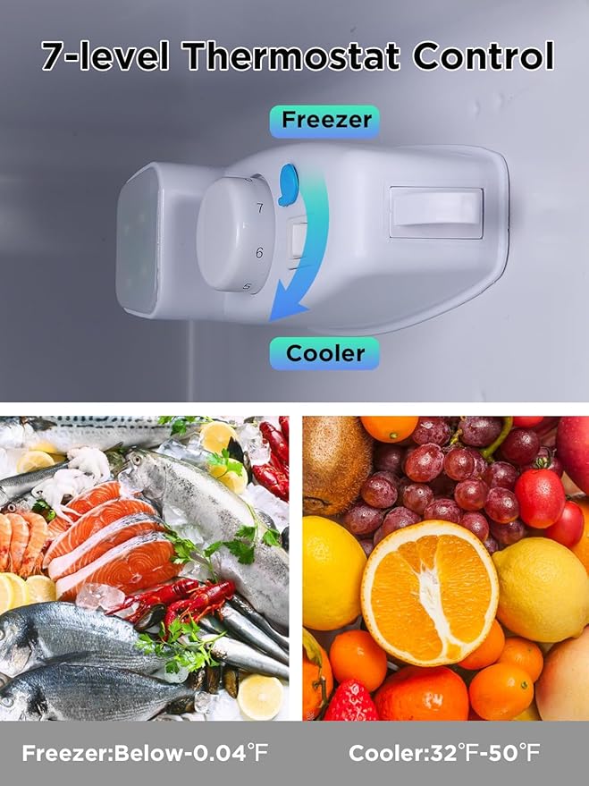 3.5 Cu.Ft Compact Refrigerator with Freezer, Mini Fridge with 2 Doors for Office, Kitchen, Dorm and Bedroom, Small Fridge with 7 Level Temp Adjustable Thermostat, Black-CasaMuseHome