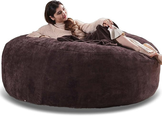 6FT,Oversized Bean Bag Chairs for Adults,Giant beanbag with Filler Included，Fluffy Memory Foam,Soft and Comfy Corduroy Fabric,Gaming Chairs Suitable for Living Room and Bedroom (Brown, 6 Foot)-CasaMuseHome