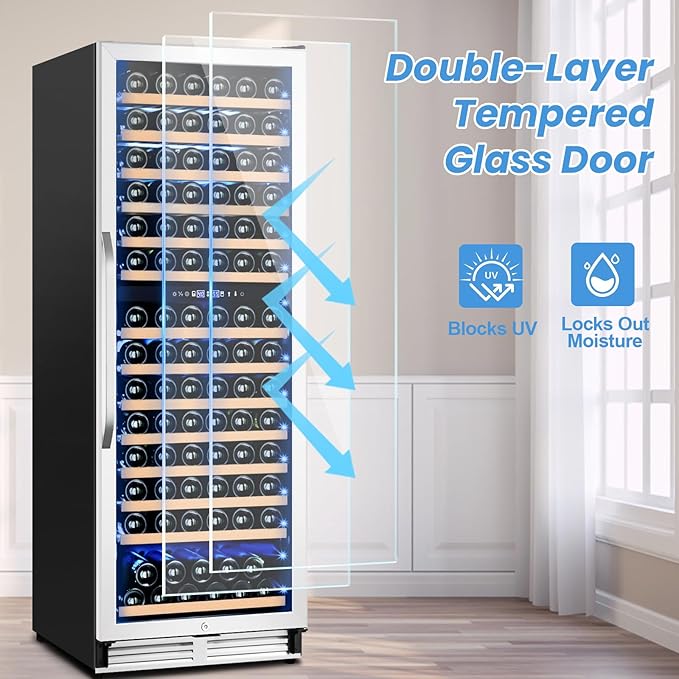 24 Inch Wine Fridge,180 Bottles Dual Zone Wine Cooler Refrigerator, Built-in or Freestanding Wine Refrigerator with Glass Door and Safety Lock, Low Noise, Large Wine Cellar for Home, Office, Kitchen-CasaMuseHome