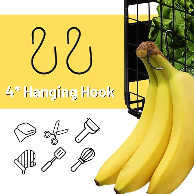 2 Set Magnetic Shelf for Fridge, Fruit Potato & Onion Storage Bins, Pantry Organizers & Storage, Large Container Magnetic Basket for Refrigerator, Kitchen Counter, Cabinet, Magnetic Fridge Organizer-CasaMuseHome