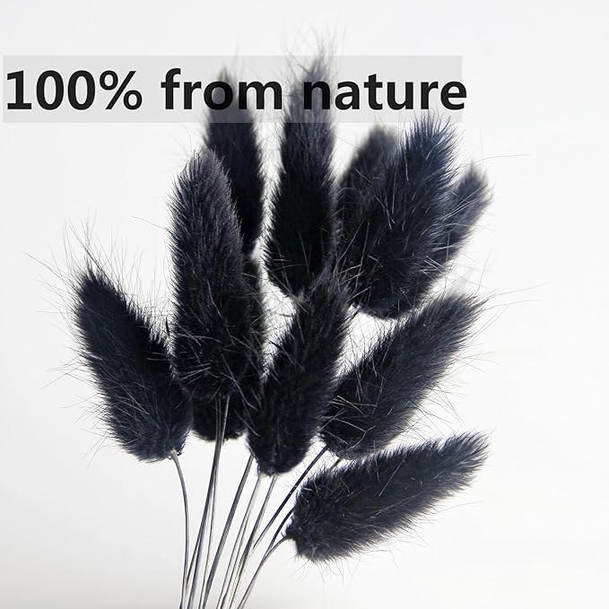 115 PCS Black Pampas Grass Bouquet, Boho Table Decor, Black Bunny Tails Dried Flowers, Dried Pampas Grass for Weddings, Home Decor, Rustic Parties, and Baby Shower Decorations-CasaMuseHome