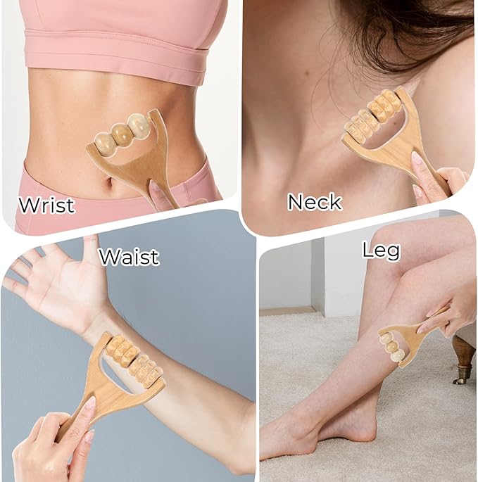 2 Pcs Wooden Massage Roller, Massage Hand Roller Massagers for Neck Muscle Rollers Stick Wooden Massager Tool for Back Rolling Hands Foot The Face Ball Full Body-CasaMuseHome