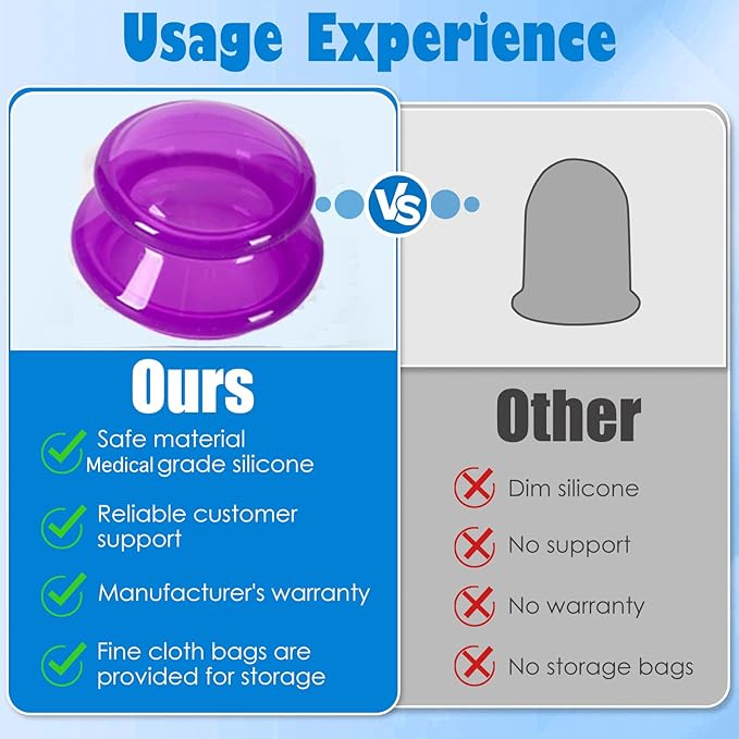 15Pcs Cupping Therapy Set-Professional Silicone Cupping, Suitable for Facial Body Massage/Deep Myofascial Release/Pain Relief/Muscle Relaxation & More (Purple,15pcs)-CasaMuseHome