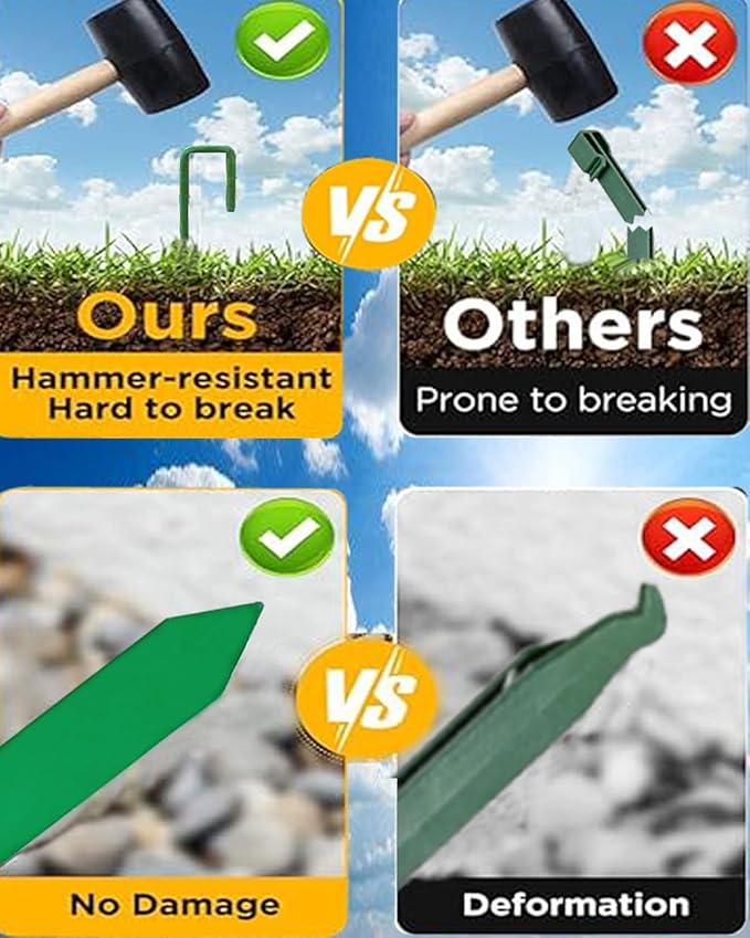 24Pcs Metal Garden Landscape Edging Stakes Green,10in anchoring Stakes Landscape Anchoring Spikes for Terrace Board, Garden Liner, Landscape Edging Coil,Bender Board,Grass Barrier-CasaMuseHome