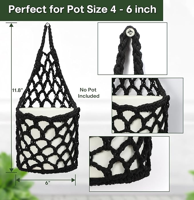 2PK Wall Planters for Indoor Plants, Macrame Plant Hanger | Wall Planter, Plant Hanger, Hanging Planter (2PK, for 6 inch Pot)-CasaMuseHome