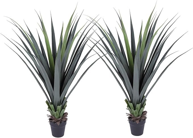 44inch Artificial Agave Plant Potted Plants Fake Agave Plant for Home Office Garden Indoor Outdoor Decoration (2PACK)-CasaMuseHome