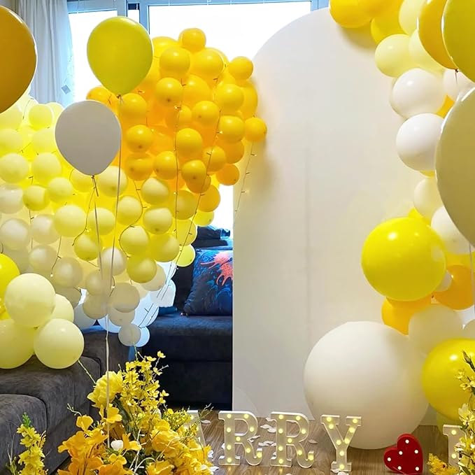 130pcs Pastel Yellow Balloons Different Sizes 18" 12" 10" 5" Light Yellow Latex Balloon Garland Arch Kit for Birthday Baby Shower Graduation Wedding Gender Reveal Party Decorations-CasaMuseHome