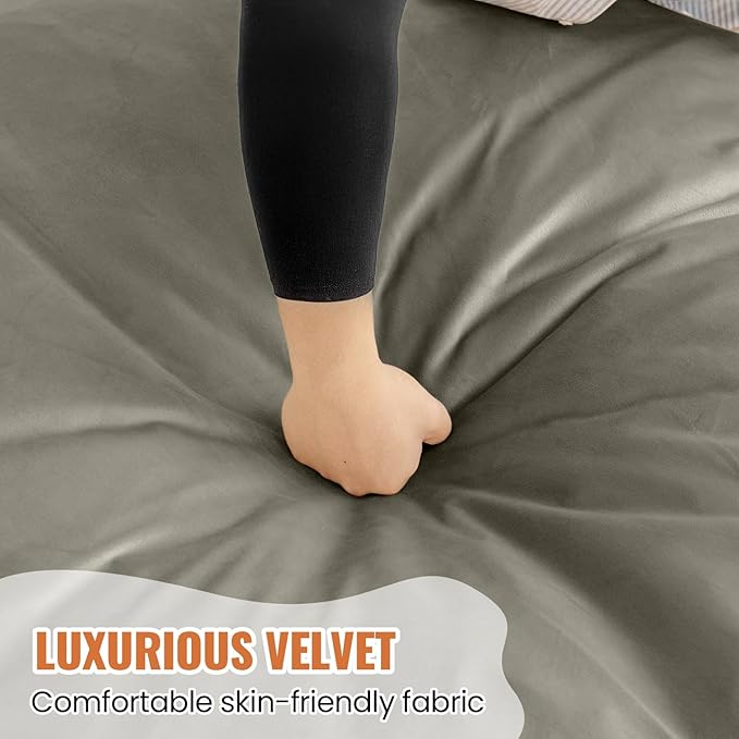 4FT Bean Bag Chair: Bean Bag with Velvet Cover, Fluffy and Comfy Bean Bag Chairs for Adults and Kids, Bean Bag Sofa Filled with High-Density Sponge for Gaming (Dark Grey)-CasaMuseHome