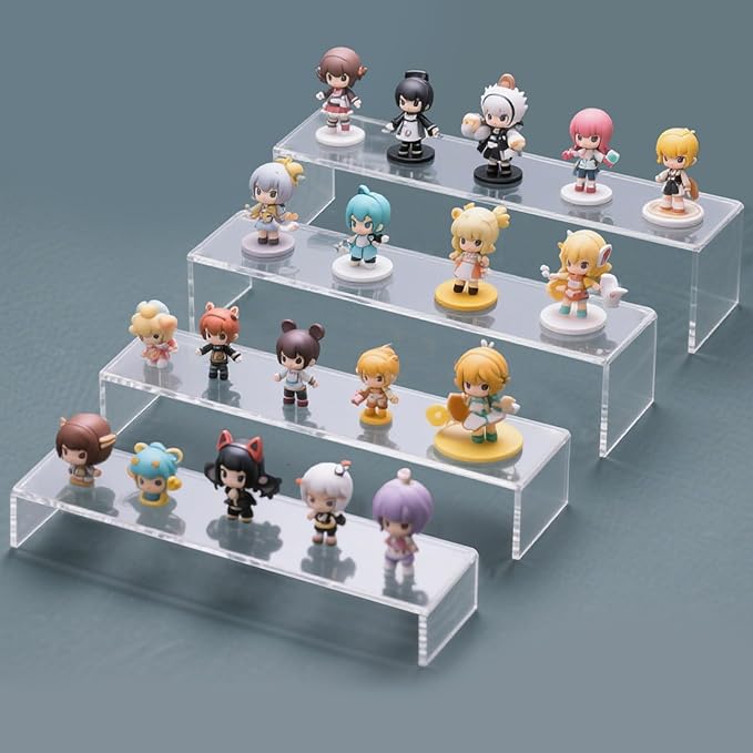 Acrylic Display Risers,12'' Large Display Stands, Thickened to 0.2''(5mm) Stackable Acrylic Shelves for Perfume Display, Clear Risers for Cupcake Stand,Pop Figurines,Tumbler,Food (Clear, 8PCS)-CasaMuseHome