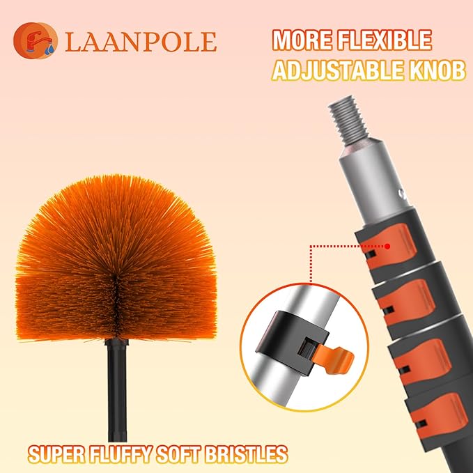 12FT (20FT Reach) Cobweb Duster with Extension Pole, Spider Web Brush for Cleaning Extendable, Professional Ceiling and Corner Dusters for Outdoor Indoor Use-CasaMuseHome