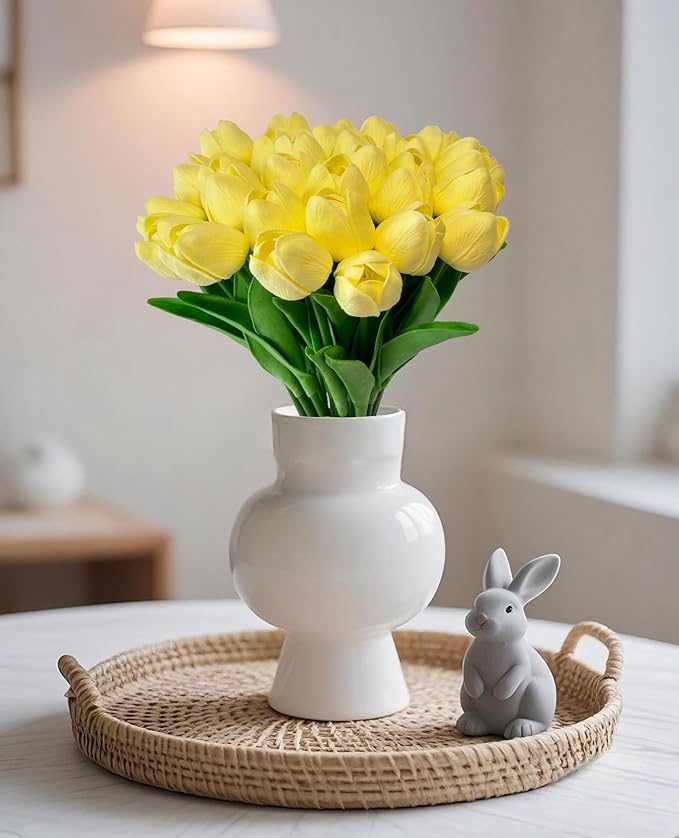 15pcs Artificial Tulips Flowers Real Touch Latex Bouquet Fake Tulips for Office Wedding Party Home Kitchen Garden Decoration-CasaMuseHome