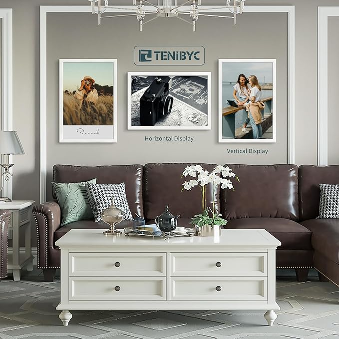 16x24 Poster Frame 3 Pack - White, Textured Solid Wood Picture Frame, Wall Gallery Photo Frame-CasaMuseHome