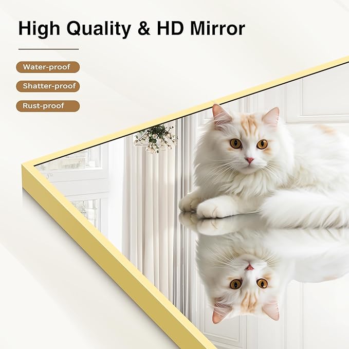 40x60inch Gold Bathroom Mirror, Gold Rectangle Mirror with Frame, Large Rectangular Wall Mirrors for Bathroom, Living Room, Hair Salon, Big Farmhouse Mirror Hang Horizontal/Vertical-CasaMuseHome